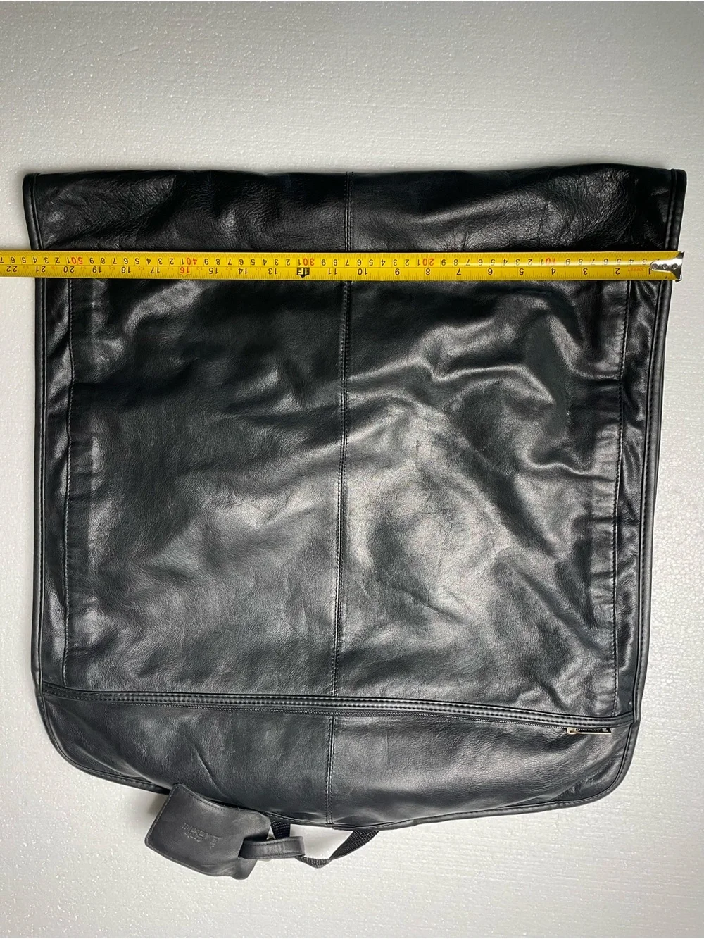 Black Leather Laptop Briefcase with Front Zip Pocket - Unbranded